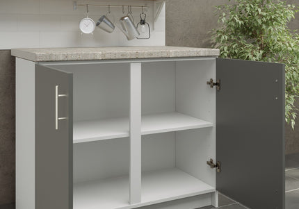 JD Greta NOT Adjustable Kitchen Base Unit 1000mm - Grey Matt (With Worktop)