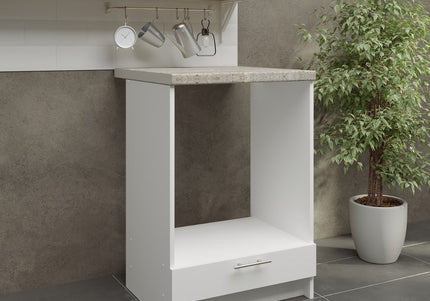 JD Greta NOT Adjustable Kitchen Oven Unit 600mm - White Matt (With Worktop)