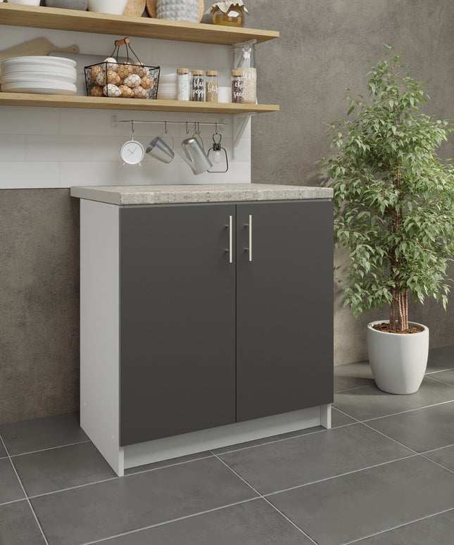 JD Greta NOT Adjustable Kitchen Base Unit 800mm - Dark Grey Matt (With Worktop)
