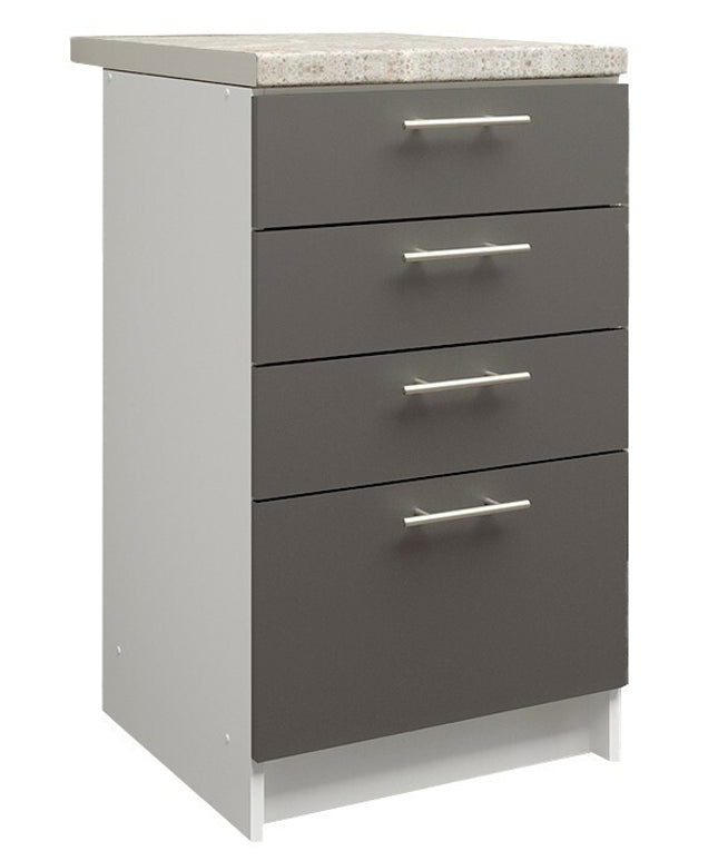 JD Greta Kitchen Base Drawer Unit 500mm Cabinet - Dark Grey Matt (With Worktop)