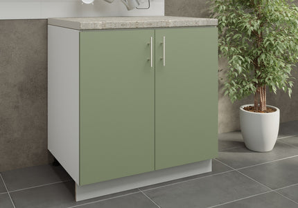 JD Greta Kitchen Adjustable 800mm Base Cabinet - Sage Green Matt with Worktop