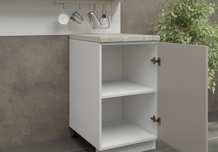 JD Greta Kitchen Adjustable 500mm Base Cabinet - Cashmere Matt with Worktop