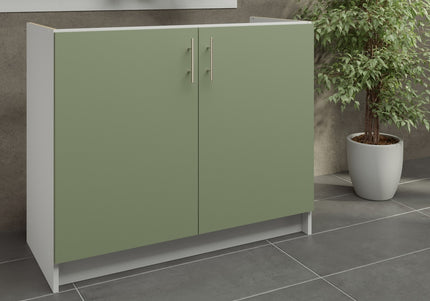 JD Greta Kitchen Fixed Height 1000mm Sink Base Cabinet - Sage Green Matt