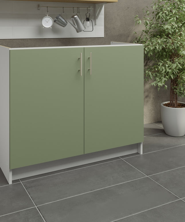 JD Greta Kitchen Fixed Height 1000mm Sink Base Cabinet - Sage Green Matt
