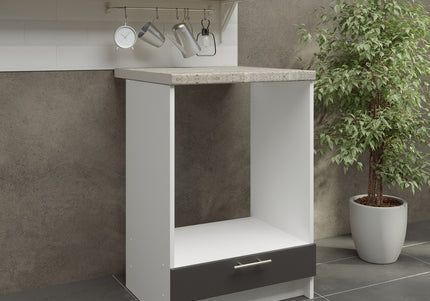 JD Greta NOT Adjustable Kitchen Oven Unit 600mm - Dark Grey Matt (With Worktop)