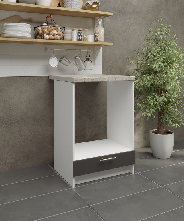 JD Greta NOT Adjustable Kitchen Oven Unit 600mm - Dark Grey Matt (With Worktop)