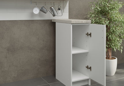 JD Greta NOT Adjustable Kitchen Base Unit 300mm - White Gloss (With Worktop)