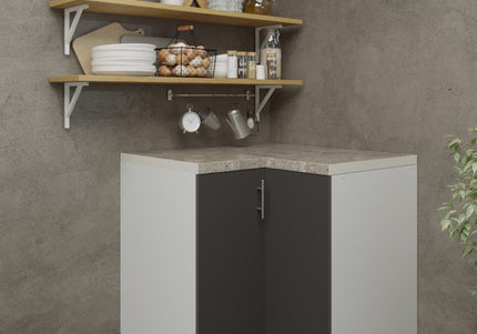 JD Greta Adjustable Legs Kitchen Corner Unit - Dark Grey Matt (With Worktop)
