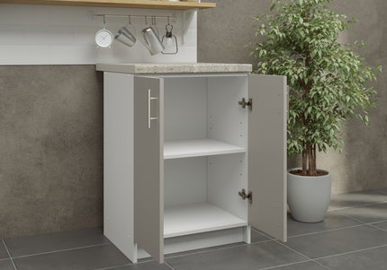 JD Greta Fixed Height Kitchen Base Unit 600mm - Cashmere Matt With Worktop