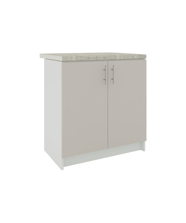 JD Greta Kitchen Fixed Height 800mm Sink Cabinet - Cashmere Matt With Worktop