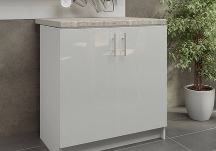 JD Greta Kitchen Sink Unit Fixed Height 800mm Cabinet – White Gloss With Worktop