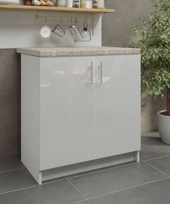 JD Greta Kitchen Sink Unit Fixed Height 800mm Cabinet – White Gloss With Worktop