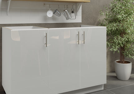 JD Greta Adjustable Legs Kitchen Sink Unit 1200mm  - White Gloss