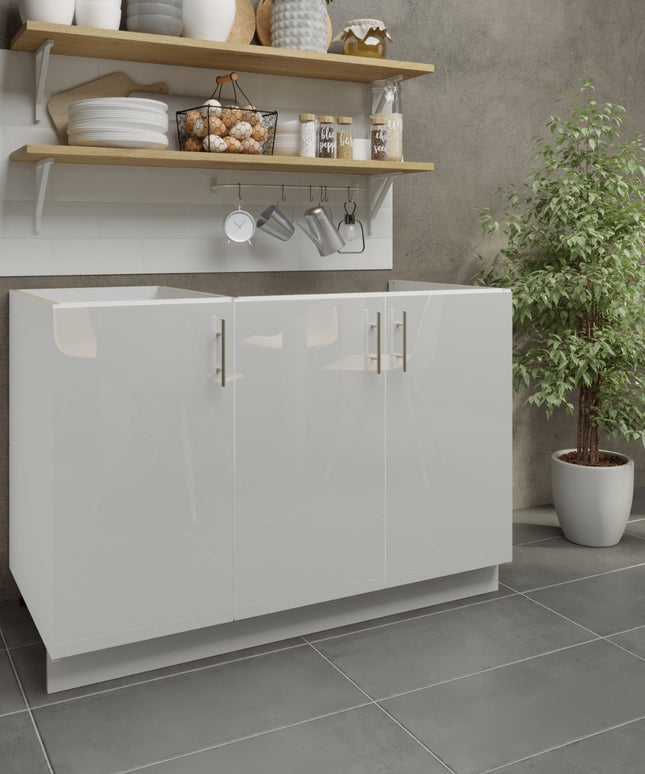 JD Greta Adjustable Legs Kitchen Sink Unit 1200mm  - White Gloss