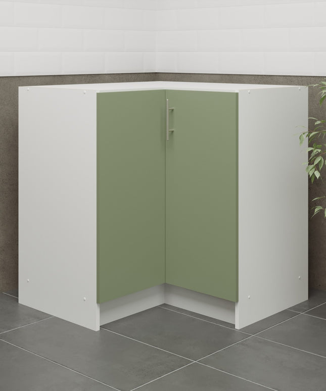 JD Greta Kitchen Fixed Height  800mm Corner Base Cabinet - Sage Green Matt
