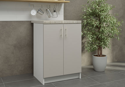 JD Greta Fixed Height Kitchen Base Unit 600mm - Cashmere Matt With Worktop