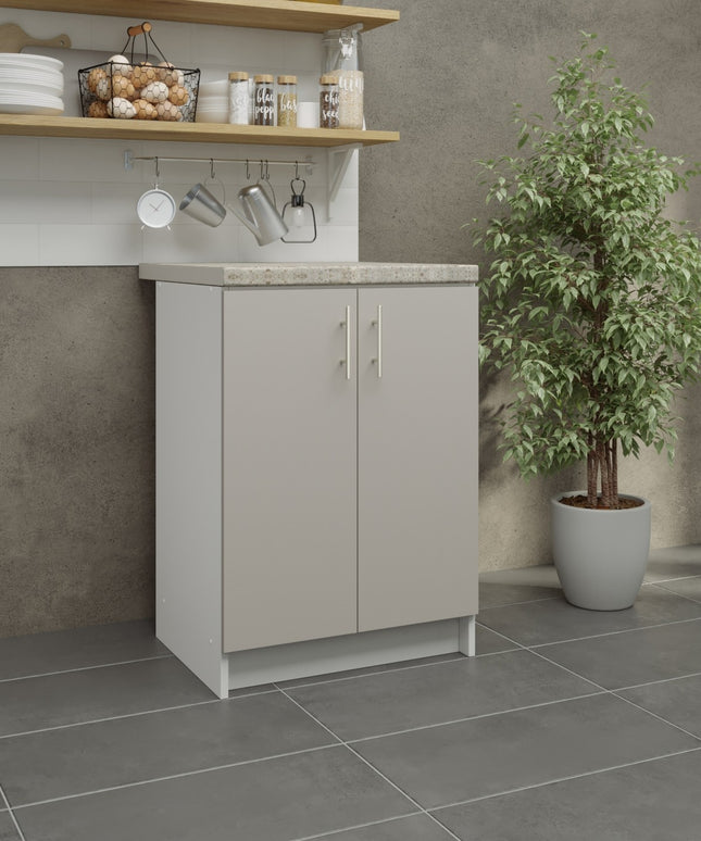 JD Greta Fixed Height Kitchen Base Unit 600mm - Cashmere Matt With Worktop