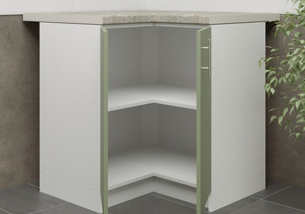 JD Greta Kitchen Fixed Height  800mm Corner Cabinet - Sage Green Matt, Worktop
