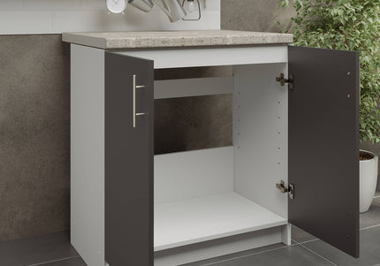 JD Greta Kitchen Sink Unit Fixed Height 800mm Cabinet – Dark Grey With Worktop