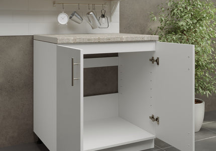 JD Greta Adjustable Legs Kitchen Sink Unit 800mm  - White Gloss with Worktop