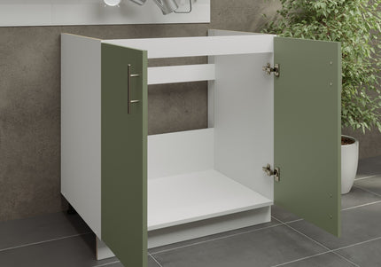 JD Greta Kitchen Adjustable 800mm Sink Base Cabinet - Sage Green Matt