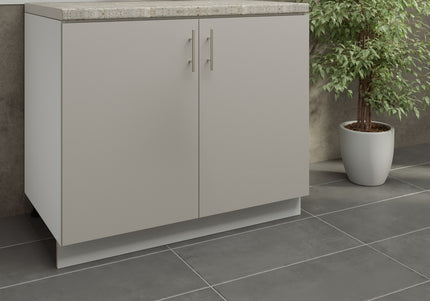 JD Greta Kitchen Adjustable 1000mm Sink Cabinet - Cashmere Matt with Worktop