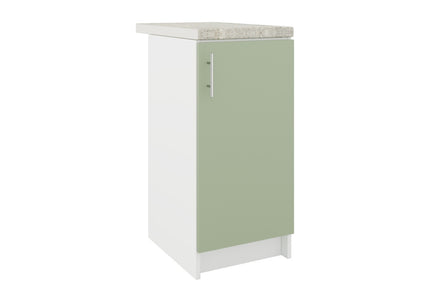 JD Greta Fixed Height Kitchen Base Unit 400mm - Sage Green Matt With Worktop