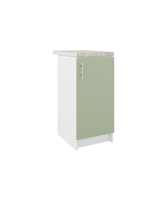 JD Greta Fixed Height Kitchen Base Unit 400mm - Sage Green Matt With Worktop