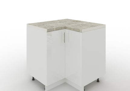 JD Greta Adjustable Legs Kitchen Corner Unit - White Gloss (With Worktop)