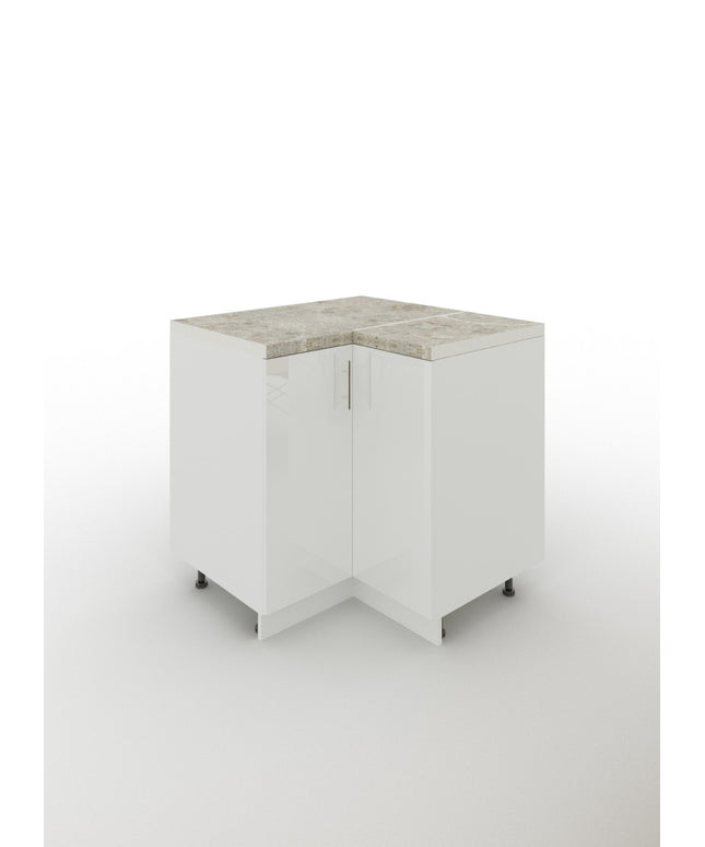 JD Greta Adjustable Legs Kitchen Corner Unit - White Gloss (With Worktop)