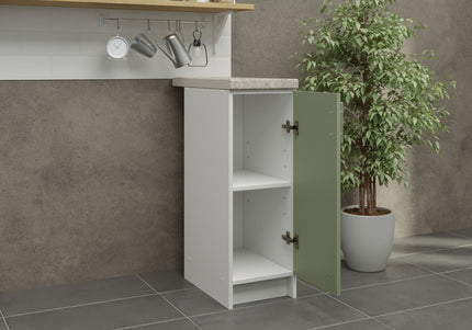 JD Greta Fixed Height Kitchen Base Unit 300mm - Sage Green Matt With Worktop