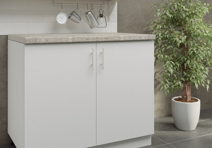 JD Greta Adjustable Kitchen Base Unit 1000mm - White Matt (With Worktop)