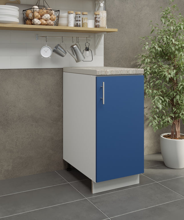 JD Greta Kitchen Adjustable 400mm Base Cabinet - Navy Matt with Worktop