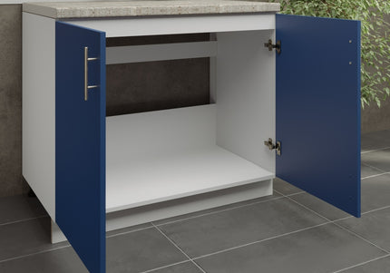 JD Greta Kitchen Adjustable 1000mm Sink Base Cabinet - Navy Matt with Worktop