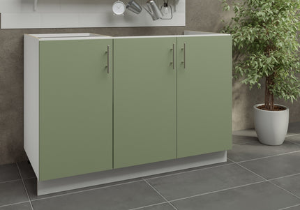 JD Greta Kitchen Adjustable 1200mm Sink Base Cabinet - Sage Green Matt