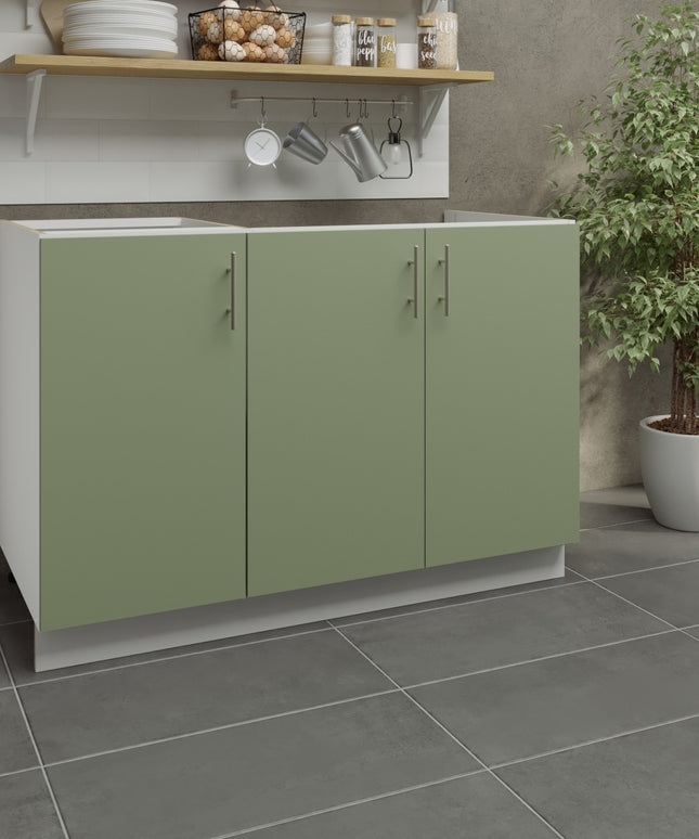 JD Greta Kitchen Adjustable 1200mm Sink Base Cabinet - Sage Green Matt