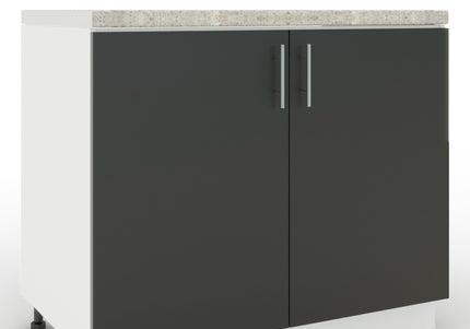 JD Greta Adjustable Legs Kitchen Sink Unit 1000mm  - Dark Grey Matt with Worktop