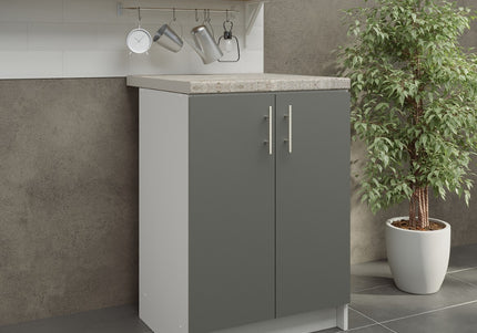 JD Greta NOT Adjustable Kitchen Base Unit 600mm - Grey Matt (With Worktop)