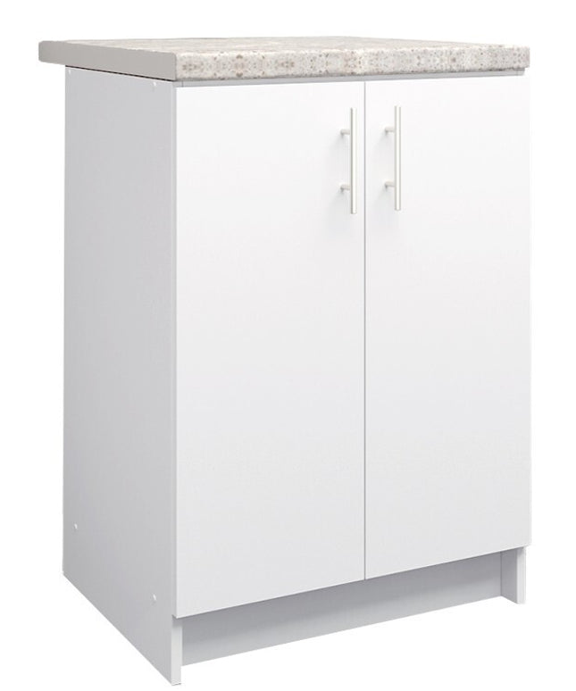 JD Greta NOT Adjustable Kitchen Base Unit 600mm - White Matt (With Worktop)