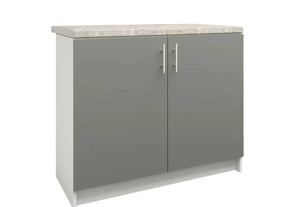JD Greta Kitchen Sink Unit Fixed Height 1000mm Cabinet – Grey Matt With Worktop