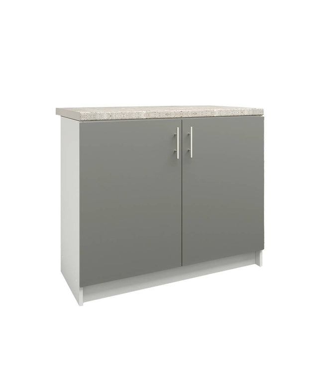 JD Greta Kitchen Sink Unit Fixed Height 1000mm Cabinet – Grey Matt With Worktop