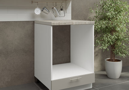 JD Greta Kitchen Adjustable 600mm Oven Cabinet - Cashmere Matt with Worktop