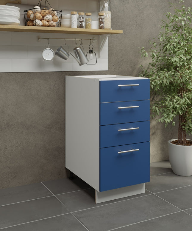 JD Greta Kitchen Adjustable 400mm Base Drawer Cabinet - Navy Matt