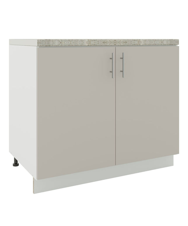 JD Greta Kitchen Adjustable 1000mm Sink Cabinet - Cashmere Matt with Worktop