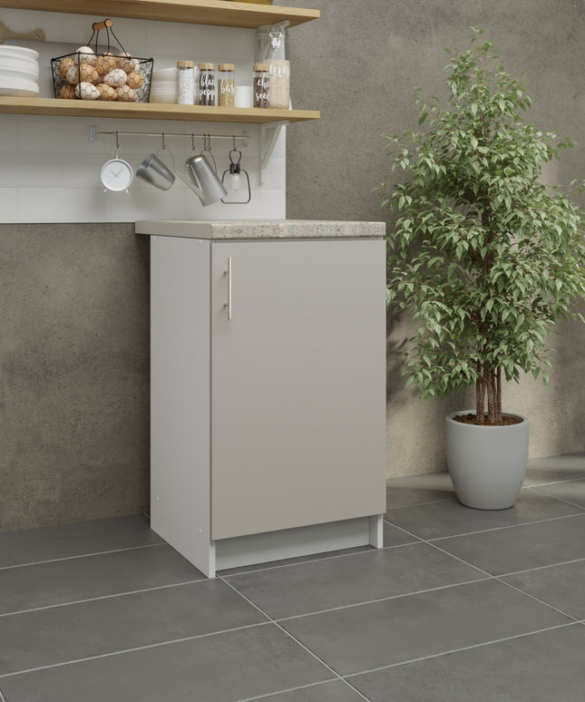 JD Greta Fixed Height Kitchen Base Unit 500mm - Cashmere Matt With Worktop