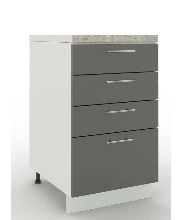 JD Greta Adjustable Legs Kitchen Drawer Unit 500mm - Grey  Matt (With Worktop)