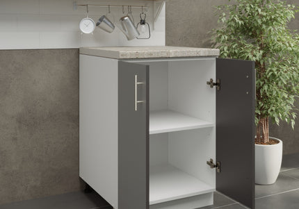 JD Greta Adjustable Kitchen Base Unit 600mm - Dark Grey Matt (With Worktop)