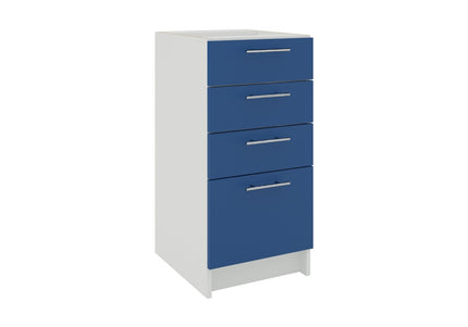 JD Greta Kitchen Fixed Height 400mm Base Drawer Cabinet - Navy Matt