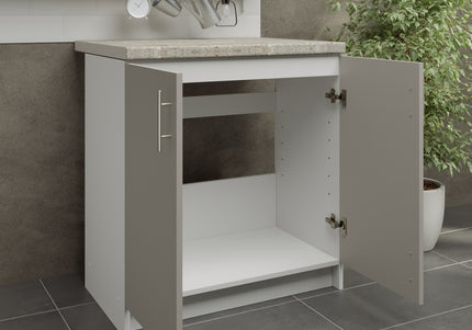 JD Greta Kitchen Fixed Height 800mm Sink Cabinet - Cashmere Matt With Worktop
