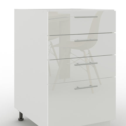 JD Greta Adjustable Legs Kitchen Drawer Unit 500mm - White Gloss
